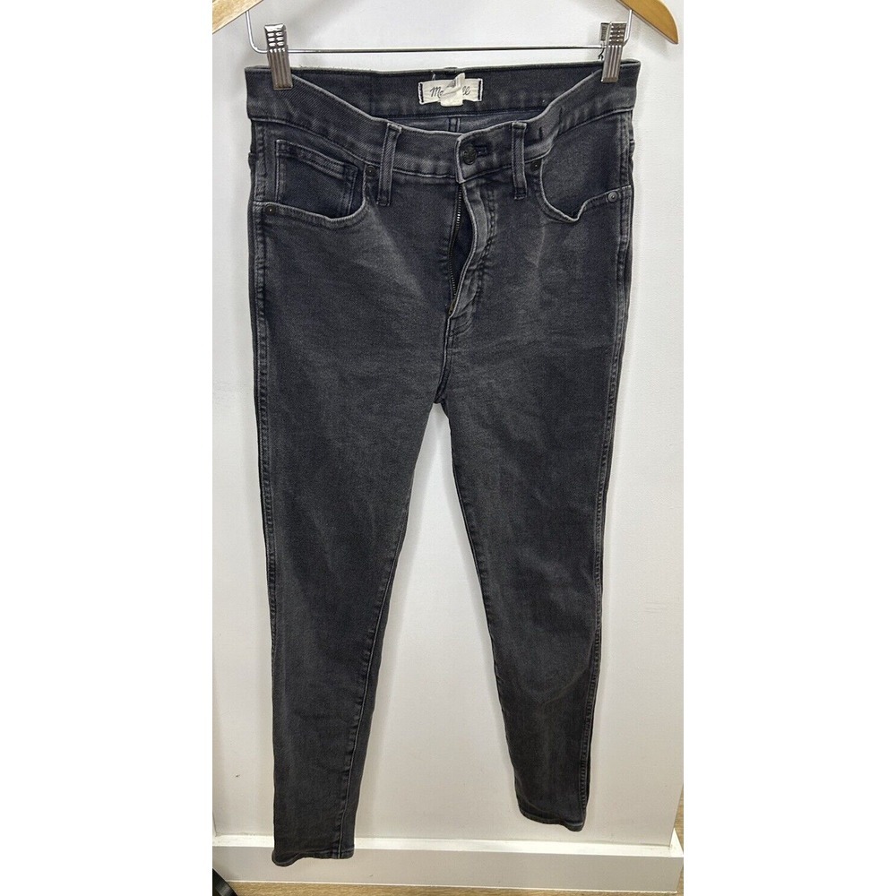 Madewell Skinny Jeans Womens 29 High Rise Stretchy Gray Denim Button Fly Raw Hem